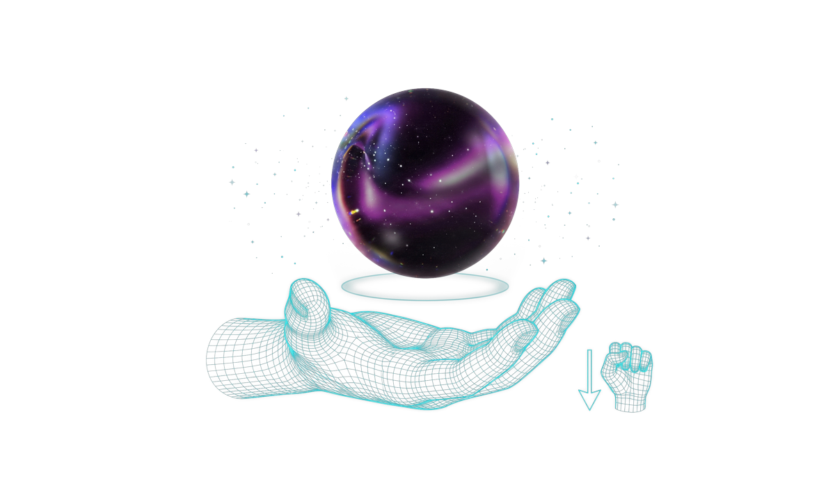 Orb voice pet hovering over an open palm